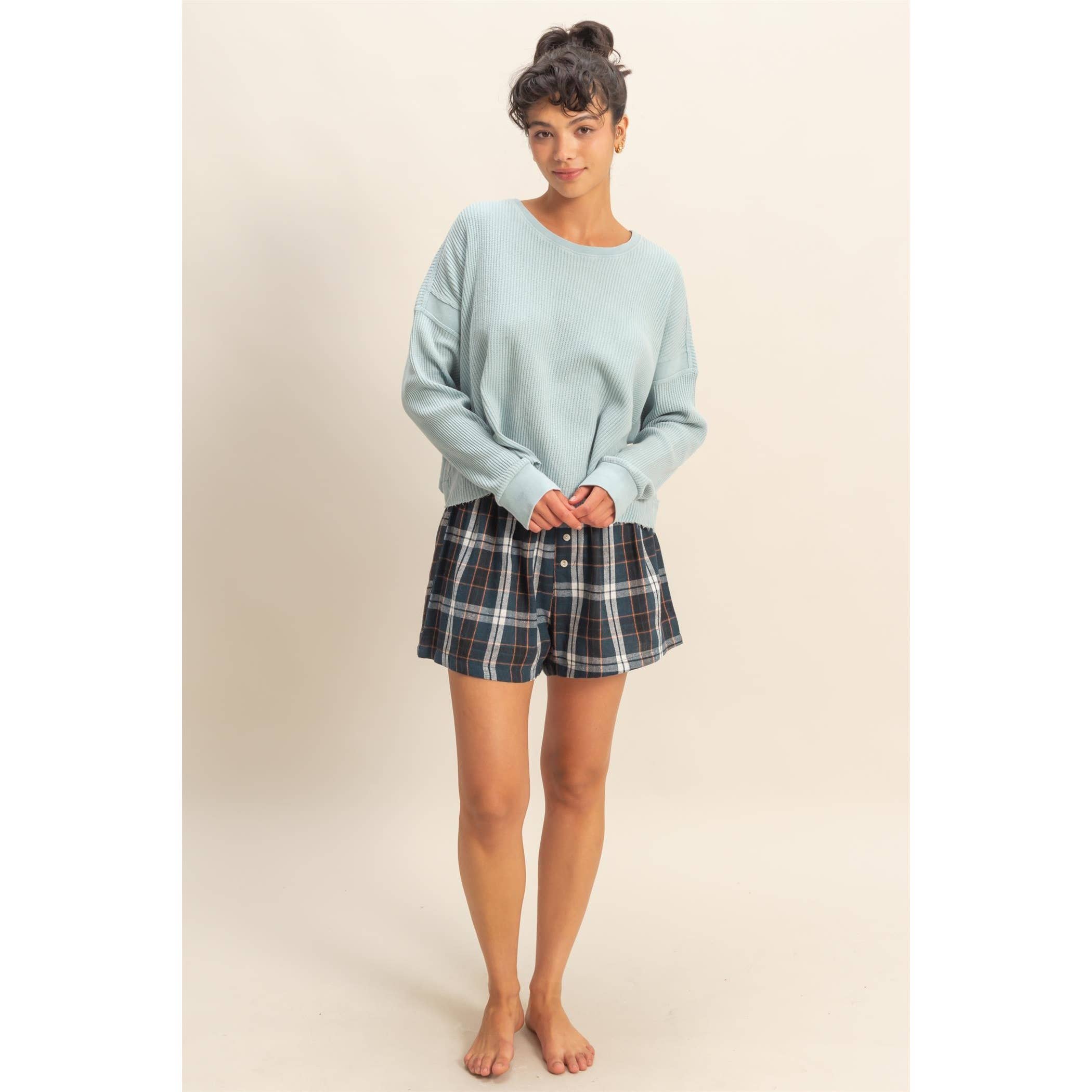 Double Zero - Wholesale Shorts - Women's - Button-Front Flannel Boxer Shorts14