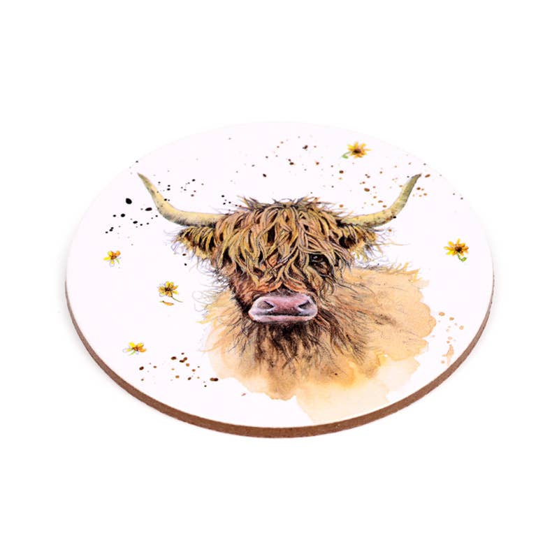 Puckator Ltd – wholesale Coasters – Jan Pashley Highland Coo Set of 4 Cork Coasters3
