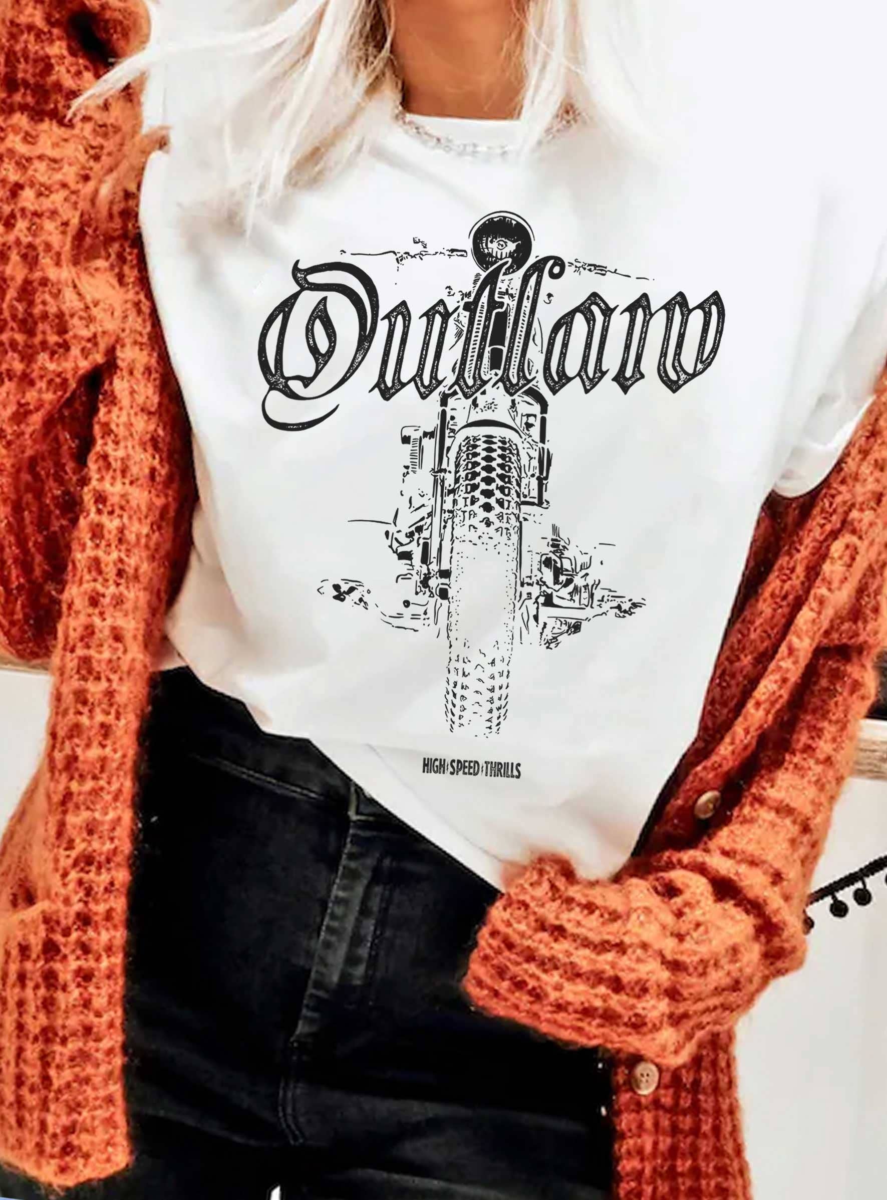 Rustee Clothing - Wholesale Screen Printed T-Shirt - Women's - OUTLAW MOTORCYCLE GRAPHIC TSHIRTS0