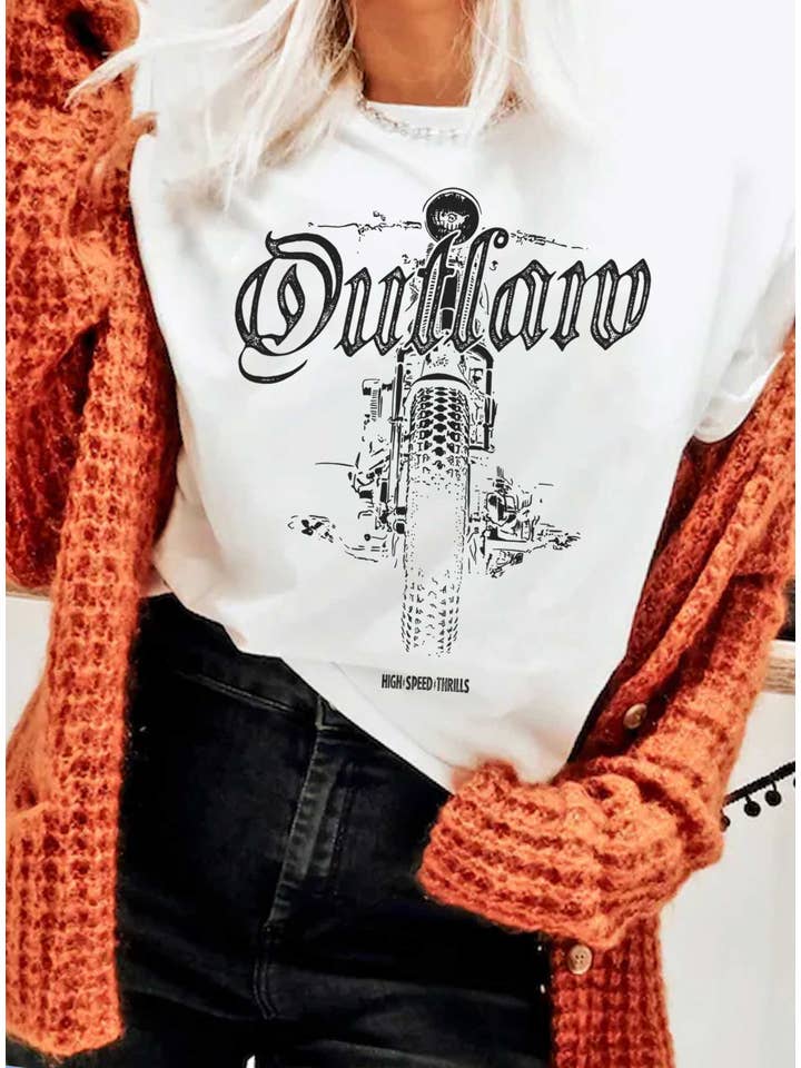 Rustee Clothing - Wholesale Screen Printed T-Shirt - Women's - OUTLAW MOTORCYCLE GRAPHIC TSHIRTS