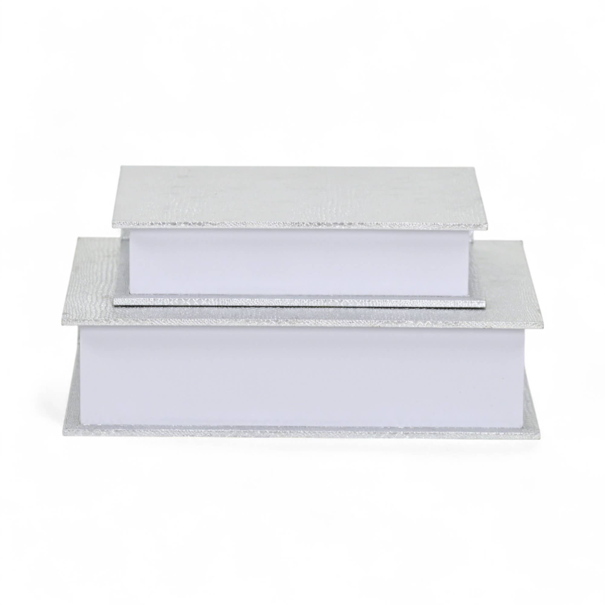 Cheungs Home Decor - Wholesale Decorative Box - Faux Alligator Themed Silver Vinyl Wrapped Book Box Set2