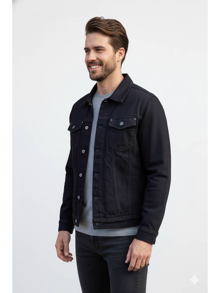 Black MEN'S DENIM JACKET for wholesale on Faire1