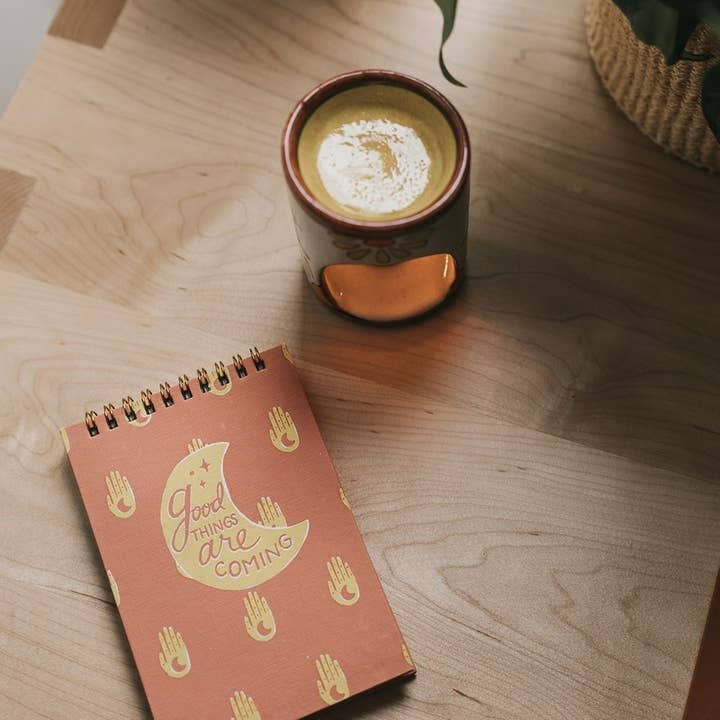 Matr Boomie Fair Trade - Wholesale Notebook - Anju Hamsa Moon 4x6 Spiral Notebook Recycled Paper