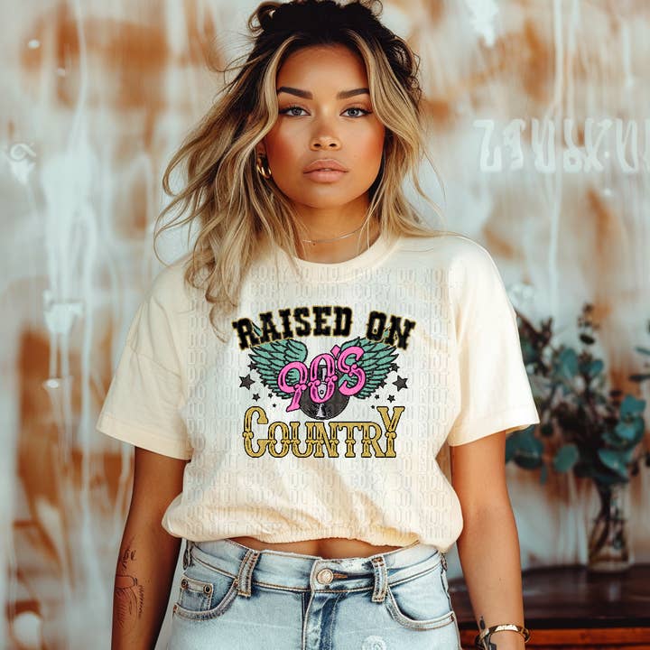 Raised On 90s Country DTF Transfer for wholesale by K and M Designs