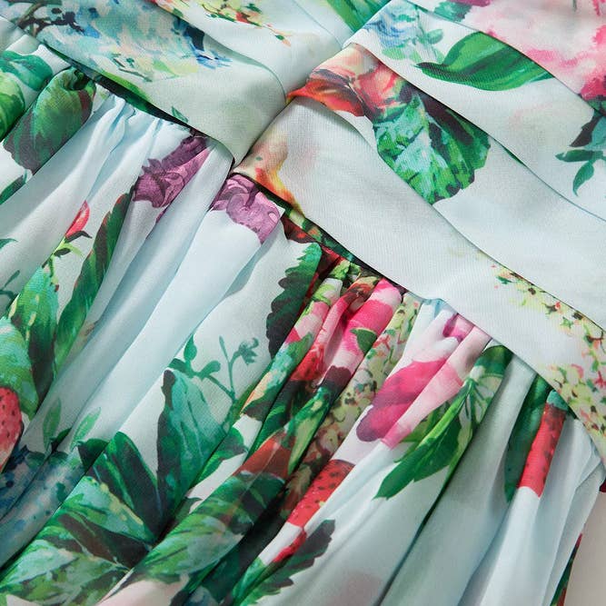 green Resort rose mesh tulle flare dress for wholesale on Faire9