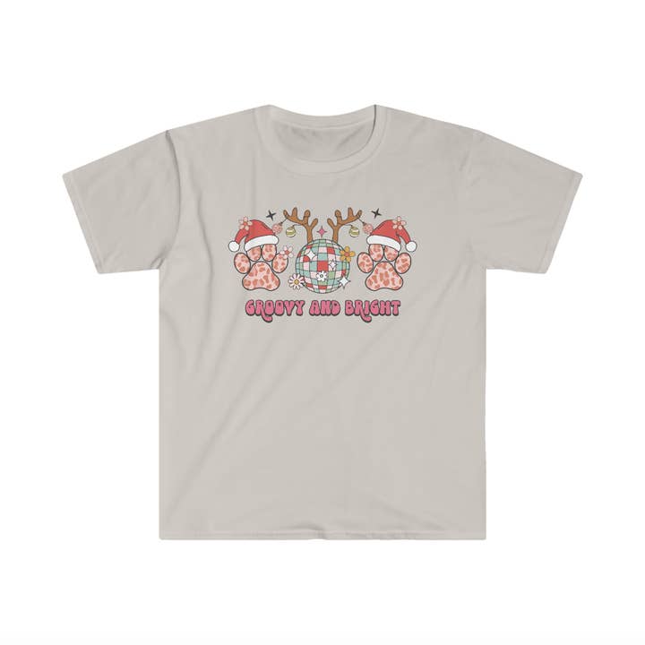 Merry & Bright Dog Paw Tee Shirt for wholesale by Luna & Lady Design Co.