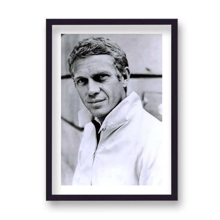 Steve Mcqueen Portrait Wearing Light Harrington Style Jacket Vintage Icon Print for wholesale by Gallery Print and Art