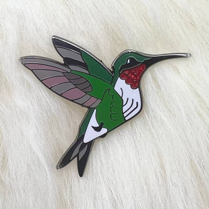 Roamin' Bison Workshop - Wholesale Lapel Pin/Button - Ruby Throated Hummingbird Hard Enamel Pin | Hummingbird Pin0