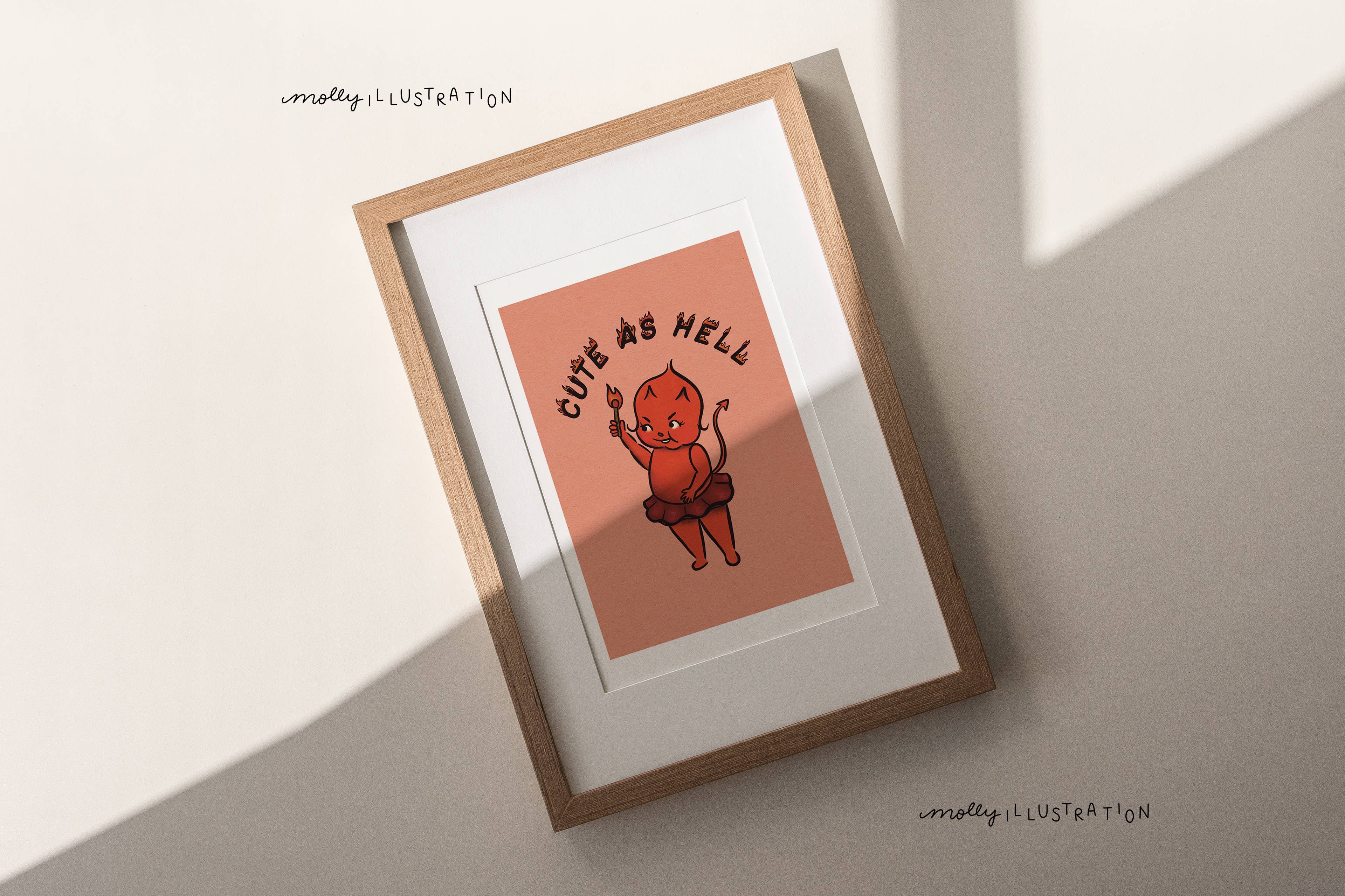 Molly Illustration - Wholesale Art Print - Cute As Hell Kewpie Devil Illustrated Wall Art Print3