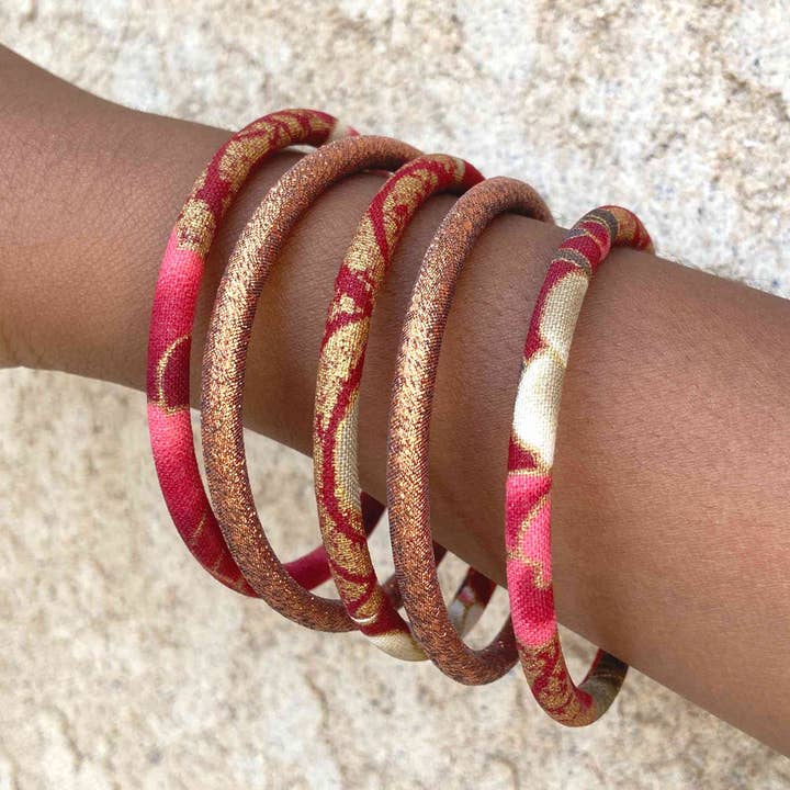 Melokane - Wholesale Bangle Bracelet - Copper-colored sparkling fabric bangle bracelet4
