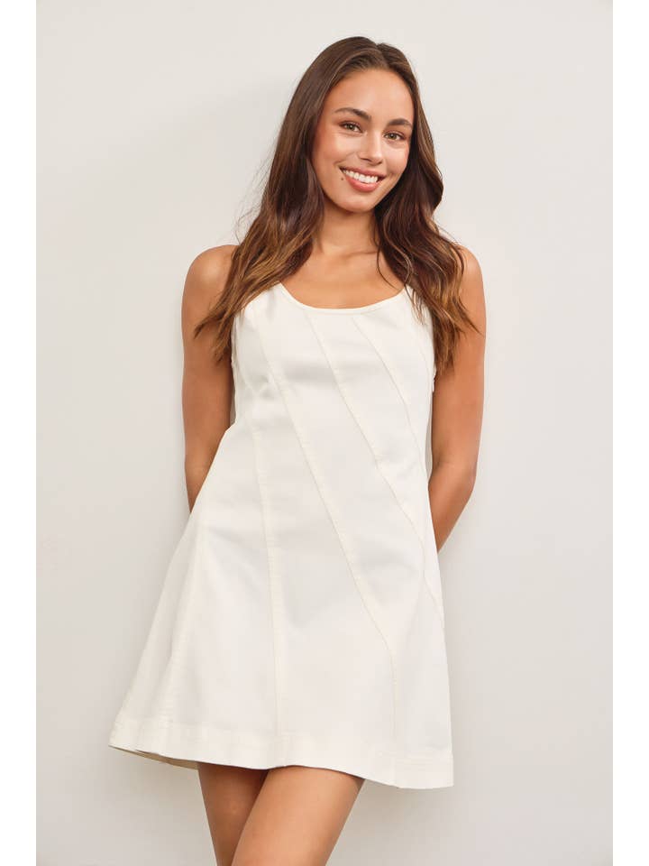 Mustard Seed - Wholesale Dress - Women's - DIAGONAL SEAM DENIM STRAP DRESS