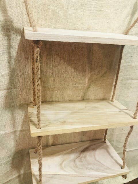 Midwest Craft House - Wholesale Wall Mounted Shelf - 3 Tier Hanging Rope Shelf2