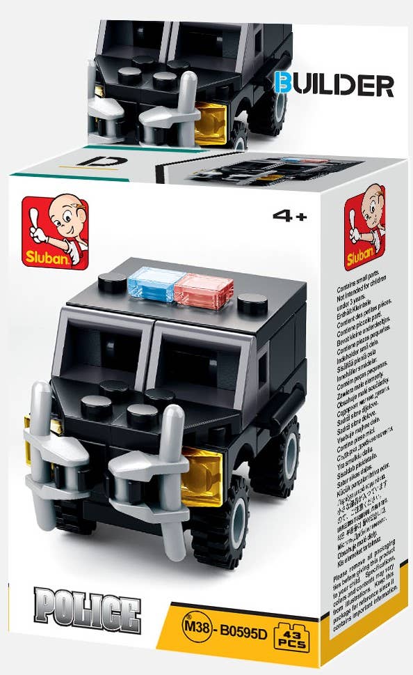 Texas Toy Distribution - Vendita all'ingrosso Set di costruzioni - Bambini - Set da esposizione Builder Police Building Brick, 2 pezzi per ogni kit A-D5