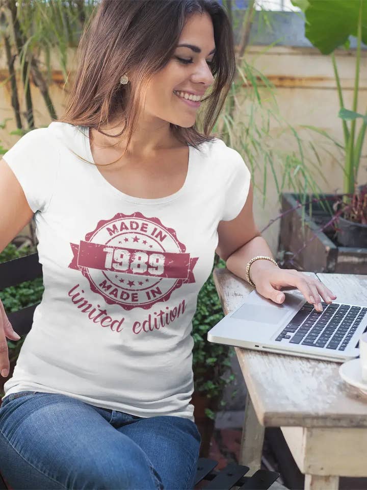 Made in 1989 Limited Edition Women's T-shirt White Birthday Gift 00425 for wholesale by ULTRABASIC