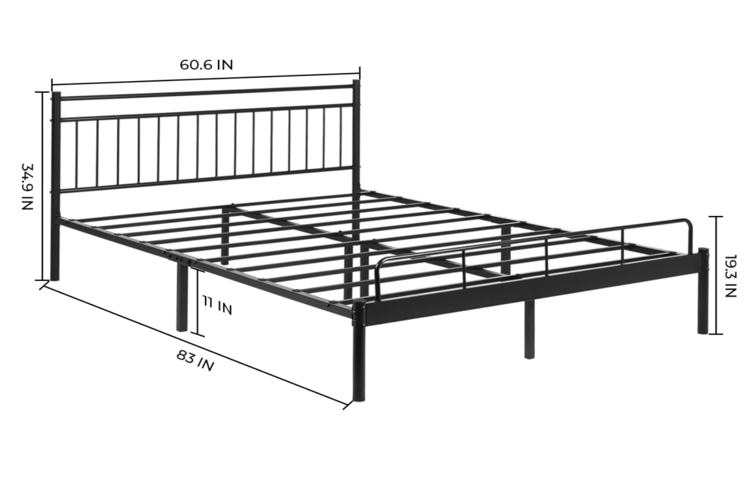 Gourmet Edge - Wholesale Bedroom Furniture - LUNA QUEEN METAL BED FRAME #LUNA-QUEEN-BK-XH-AN1