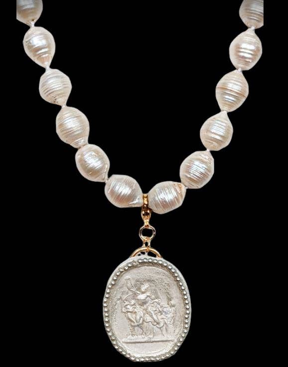 Gay Isber Designs - Wholesale Pendant/Charm Necklace - Cameo Plaster Pendants & Baroque Pearl Necklace2