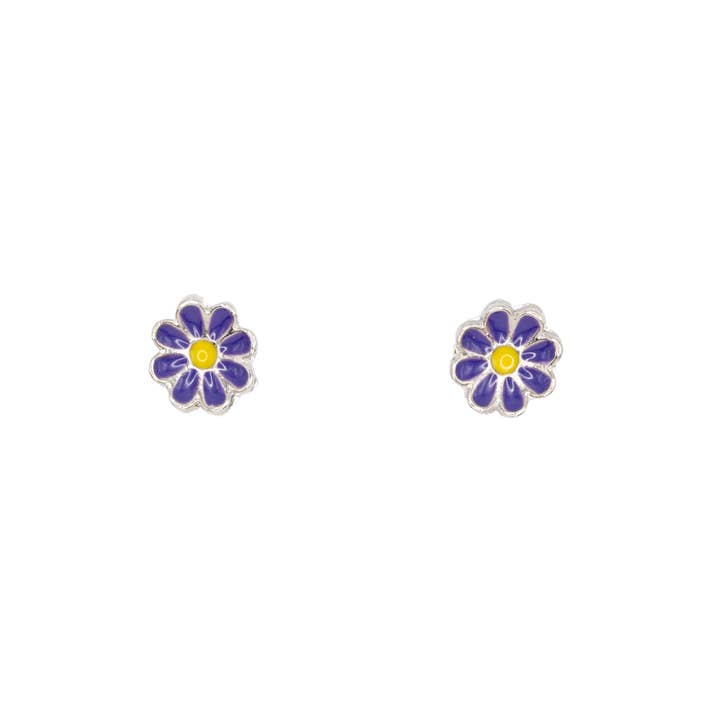 Boucles d'oreilles à tige en forme de marguerite violette pour enfants pour la vente par Rebecca Accessories LLC