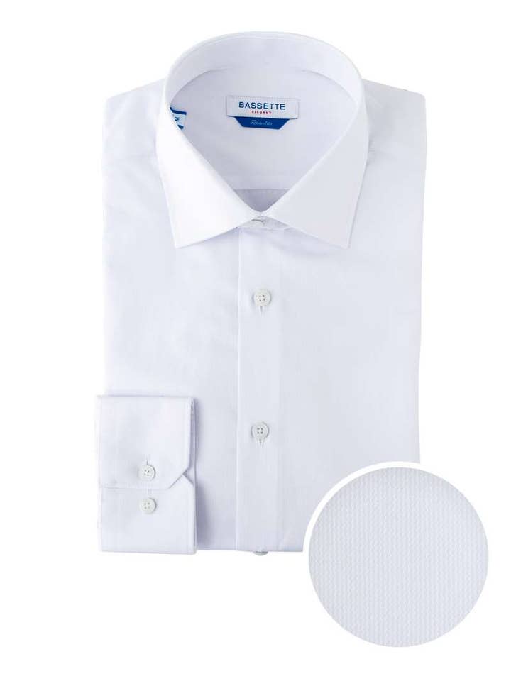 705-4 Vit strukturklänningsskjorta för wholesale av BASSETTE