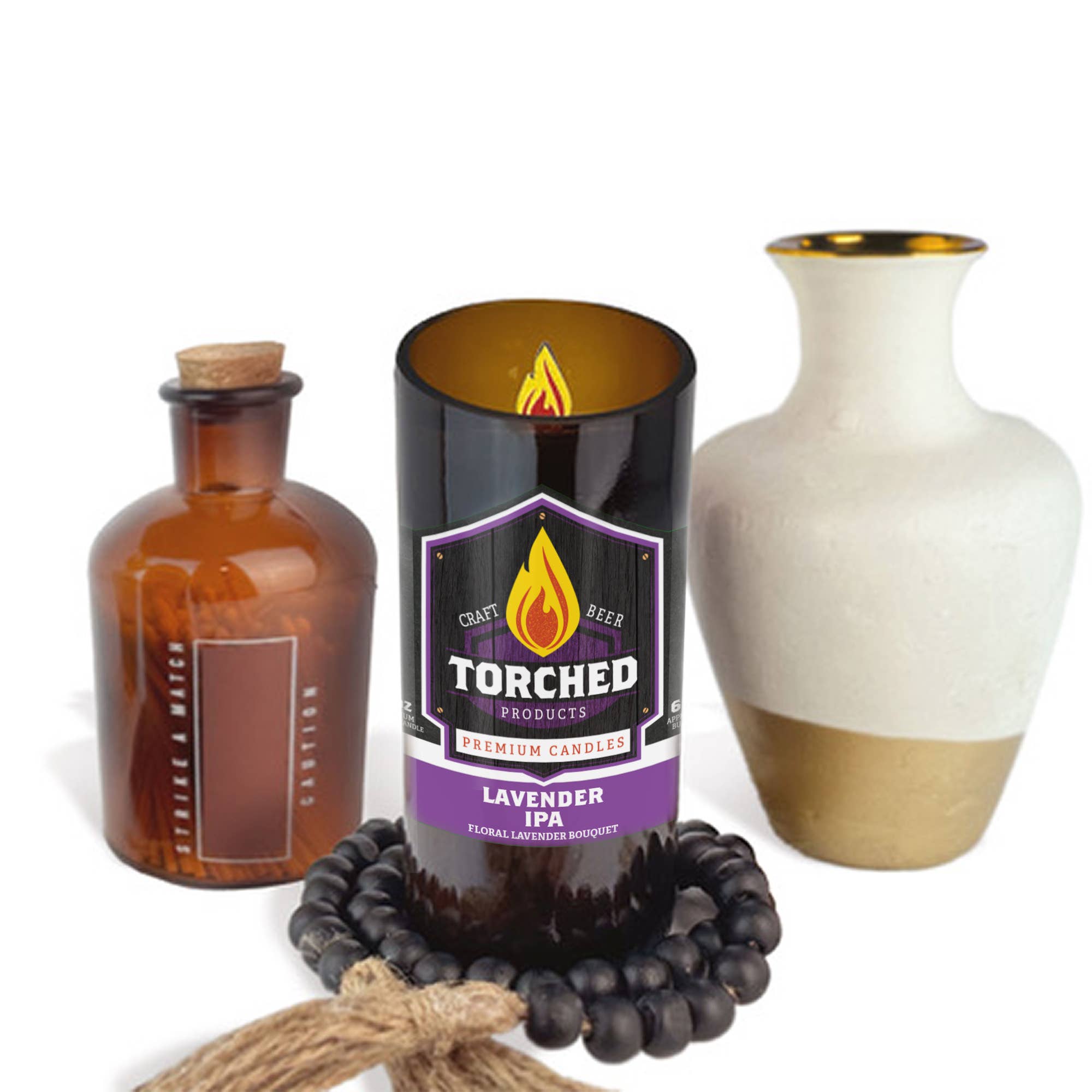 Torched Products - Vendita all'ingrosso Candela in vasetto - Candela bottiglia di birra torciata 8 oz - Lavanda IPA1