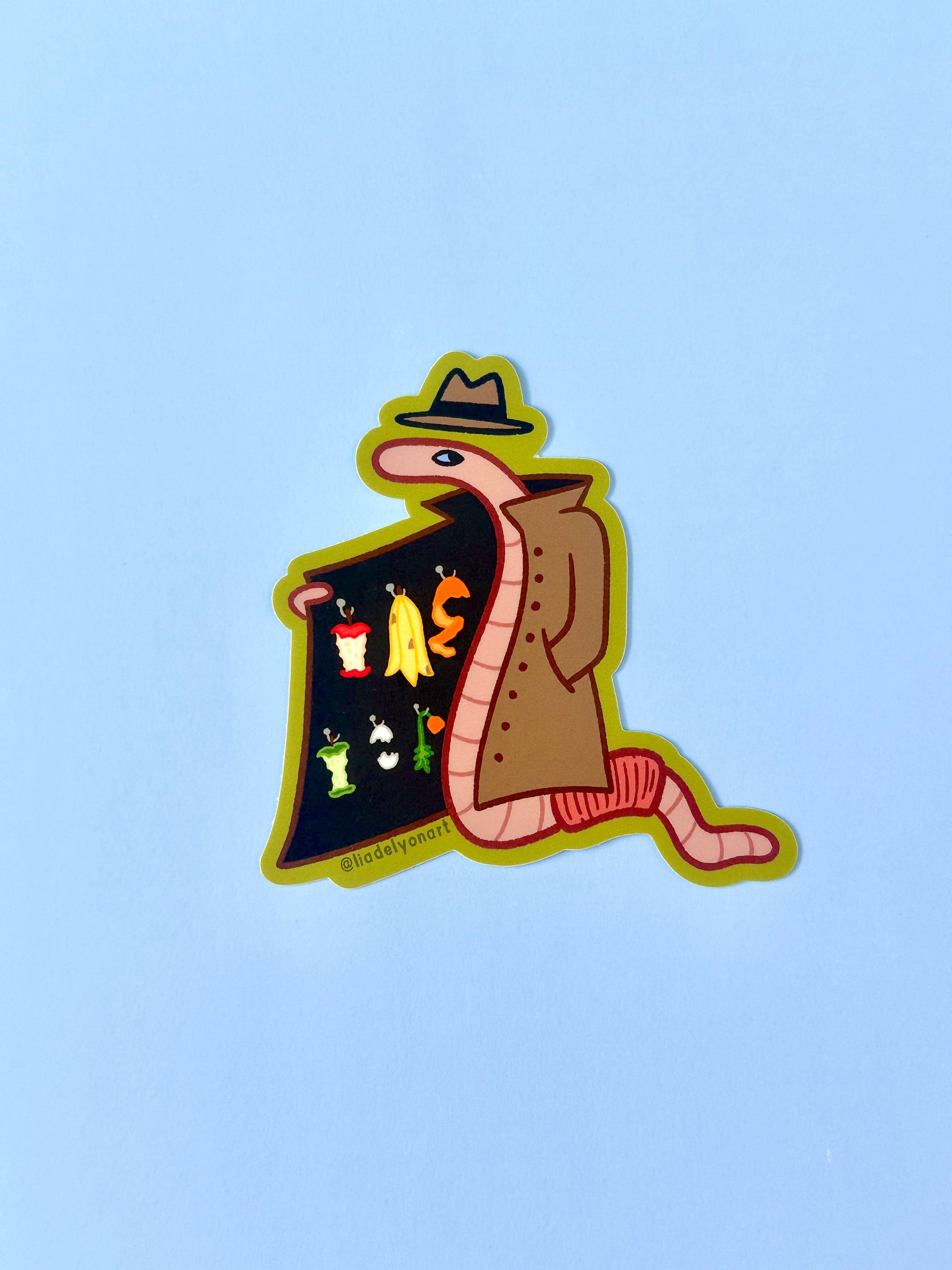 liadelyonart - Wholesale Sticker - Shady Worm Vinyl Sticker, 3x3 in.6