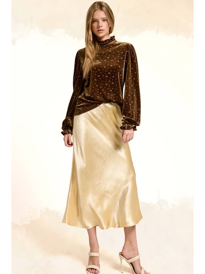 La Miel - Wholesale Skirt - Women's - JDP4232-Dressy Satin Long Panel Silhouette Skirt9