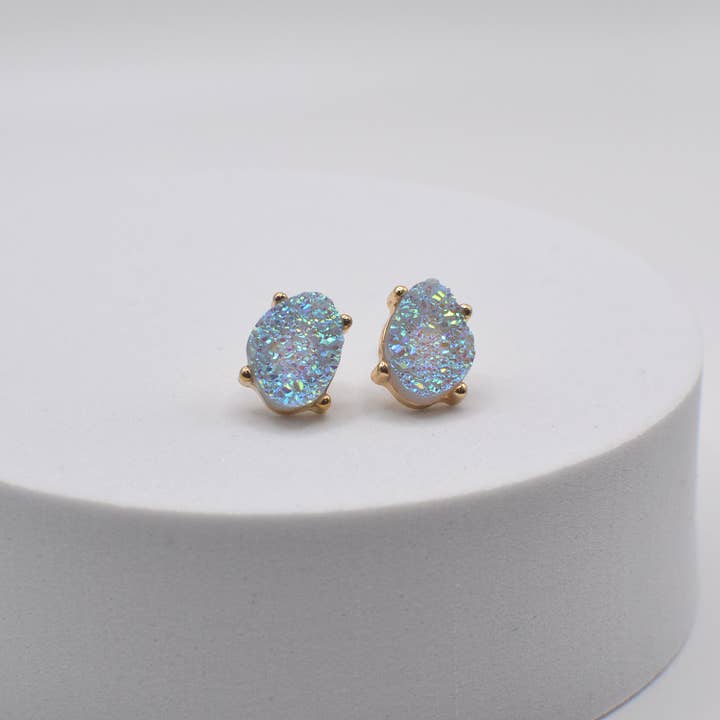 StarryNYC - Wholesale Stud/Post Earrings - Druzy Sparkly Stone Crystals Stud Earrings15