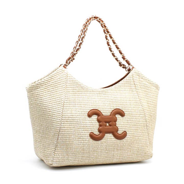 Stråväska med CC-logotyp och kedjehandtag för wholesale av Vimoda