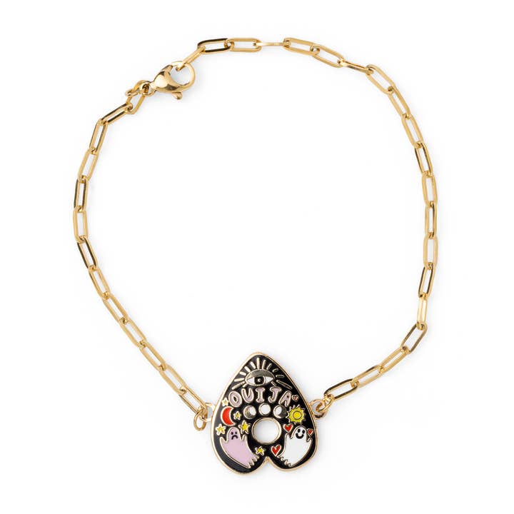Ouija Bracelet - 18k Gold Gilt Enamel Halloween Jewelry for wholesale by Yellow Owl Workshop