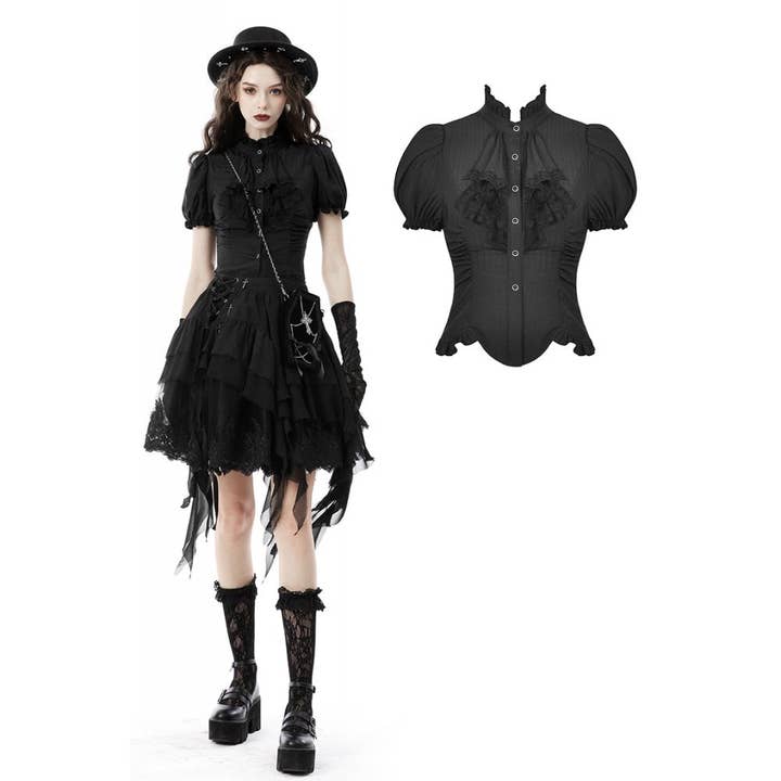 Dark In Love Sinead Blouse - Black for wholesale by Necessary Evil (Kate's Clothing Ltd T/As)