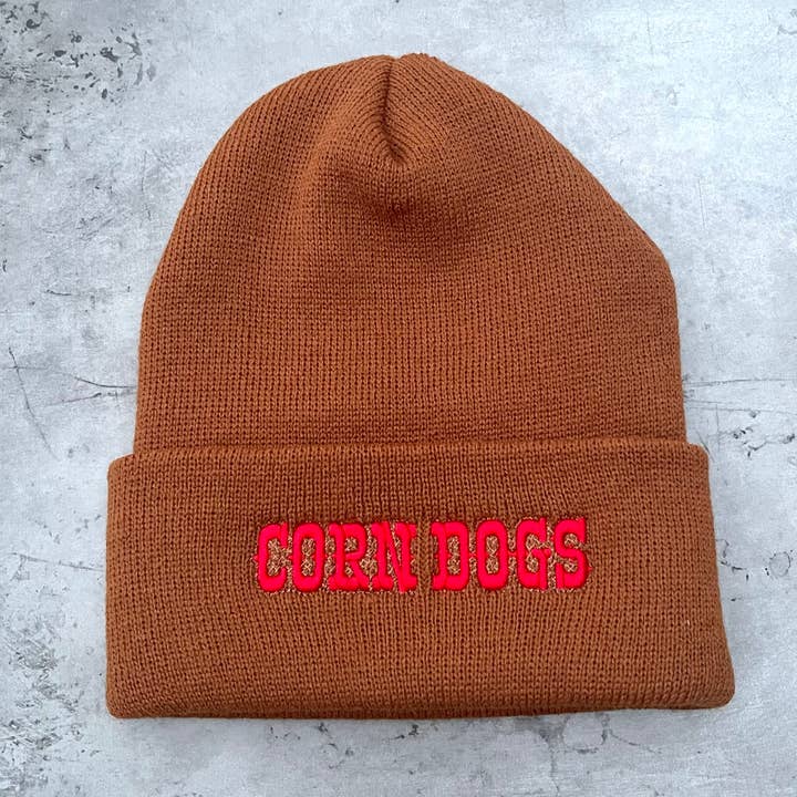 The Silver Spider - Wholesale Beanie - Women's - Corn Dogs knit beanie hat Made in America fair foods foodie