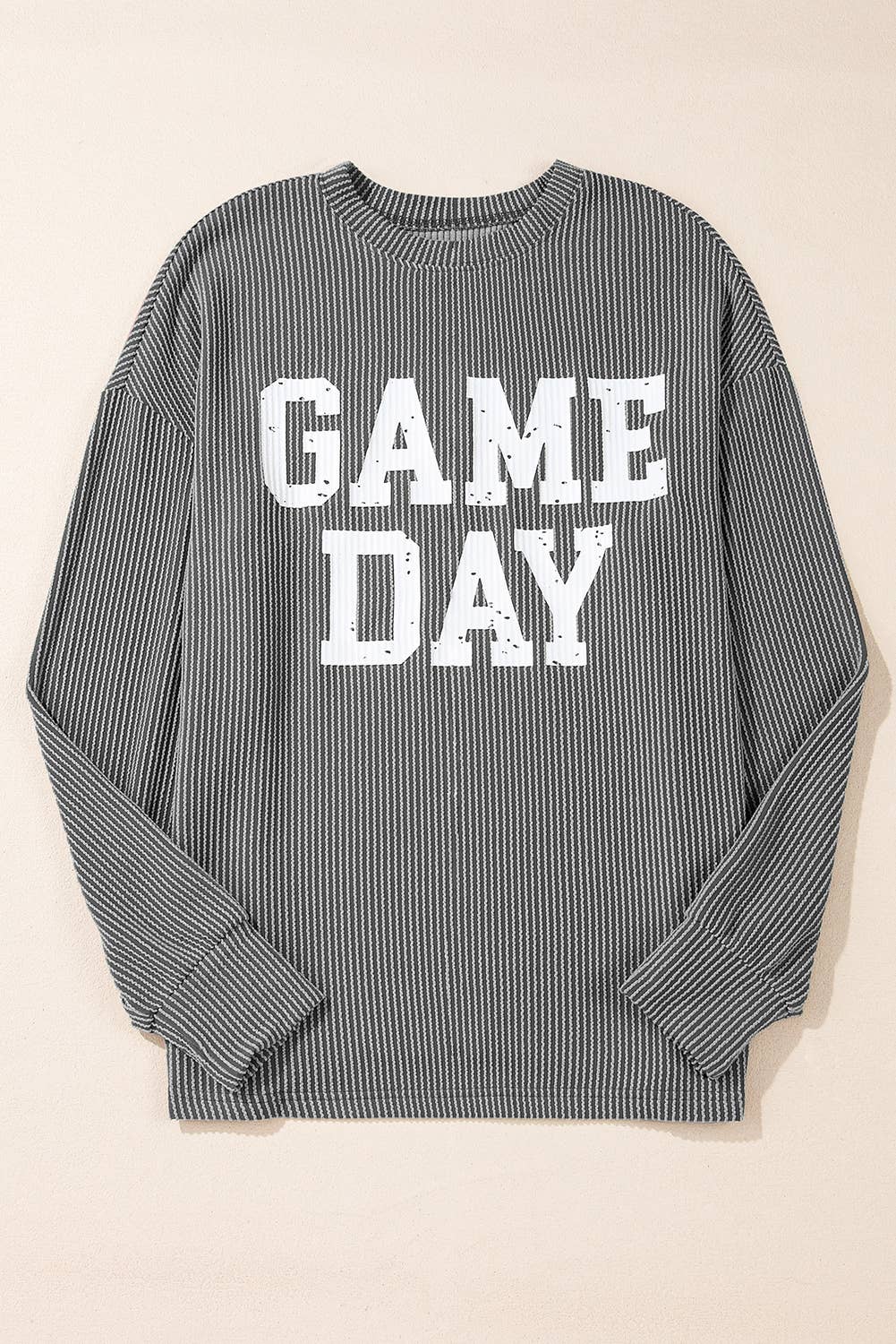 Lovesoft - Wholesale Graphic Sweatshirt - Women's - Dark Grey Corded GAME DAY Graphic Long Sleeve Crewneck Top4