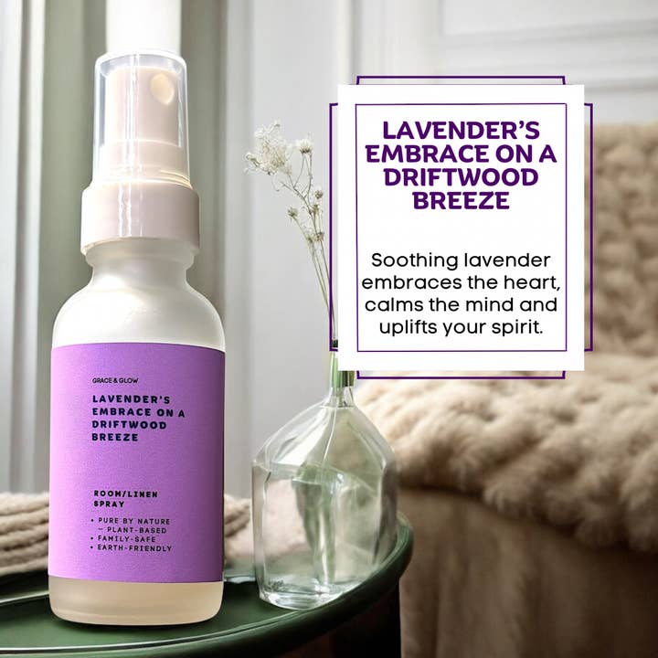 Grace & Glow: Room/Linen Spray (Lavender's Embrace) for wholesale by Kendranique's Creations