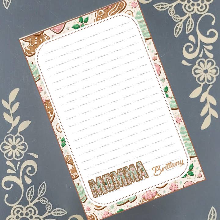 Personalized Gingerbread Man Notepad Stationery for wholesale by Mrs. B's Stationery & Gift Shop