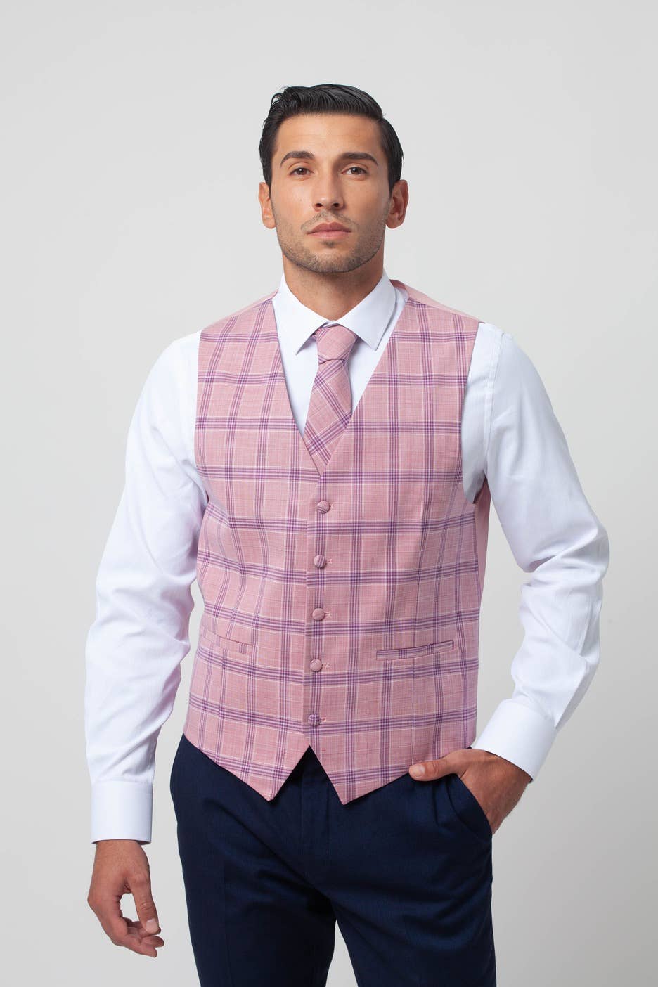 Rose Set Vest with Tie, Checkered Handkerchief w/ Picasso for wholesale on Faire6