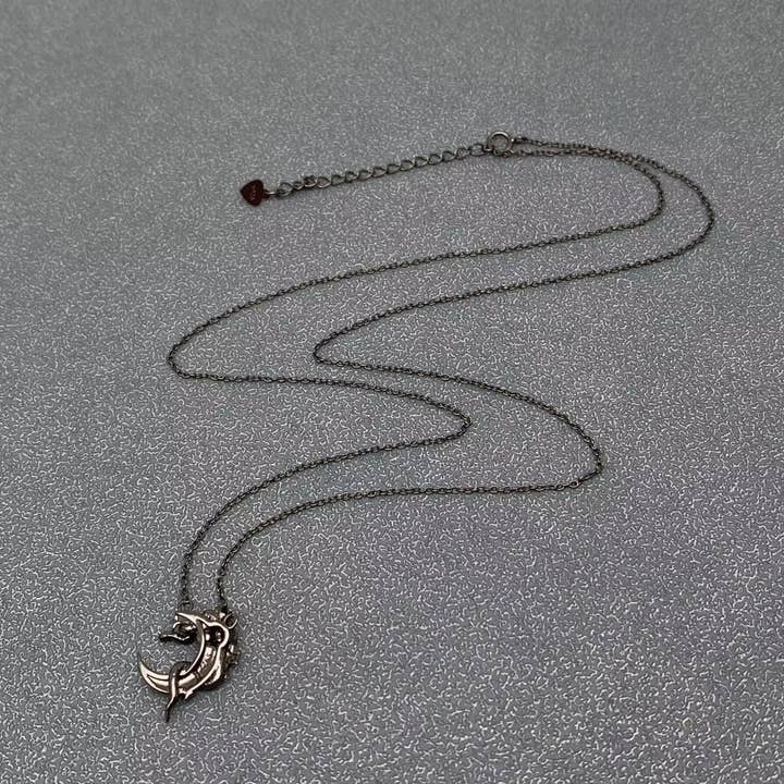 Mio Queena - Wholesale Pendant/Charm Necklace - S925 Sterling Silver Snake Rose Moon Gothic Necklace - GT/MS1