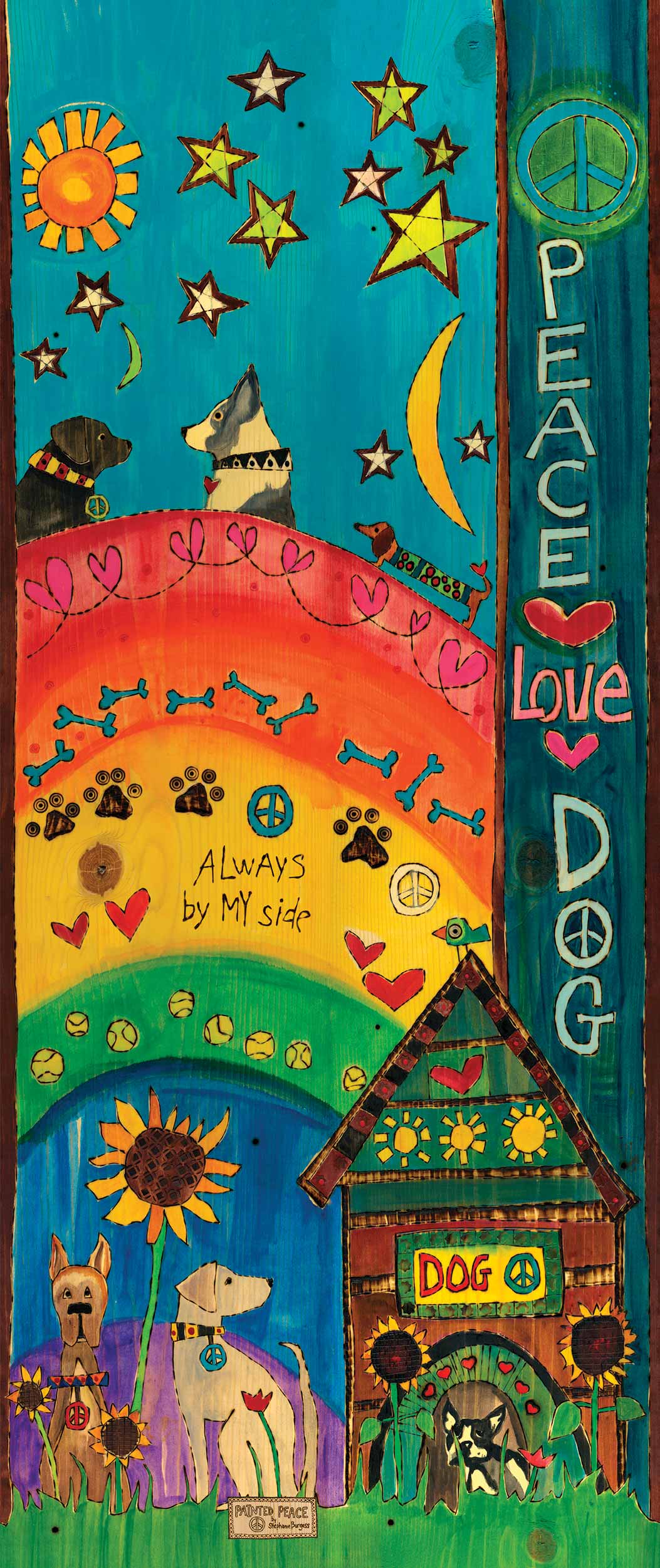 Studio M - Wholesale Garden/Lawn Stake - Peace Love Dog 40" Art Pole2