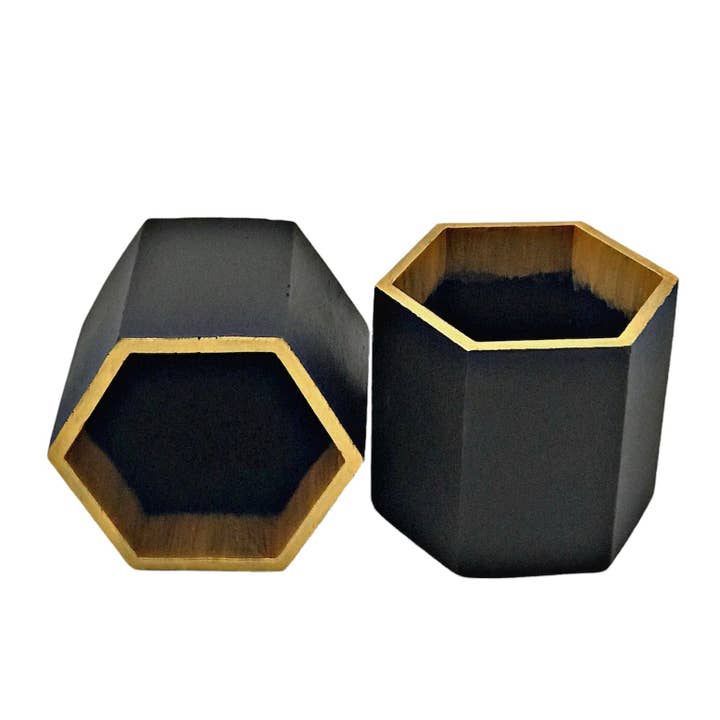 Luxdecor6 – wholesale Candle holder – 30cl Handmade Empty Candle Jars Black Gold 10.5oz Vessels2