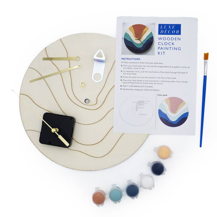 Robert Frederick Ltd – wholesale DIY craft kit – Luxe Décor Wooden Clock Painting Kit1