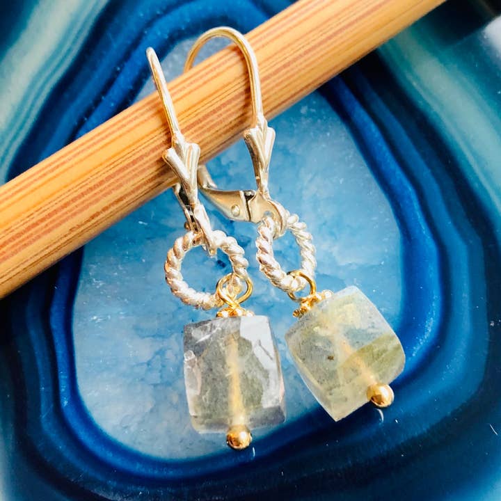 Abigail Gemstone Earrings- Labradorite for wholesale by Howling Dog Artisan Jewellery