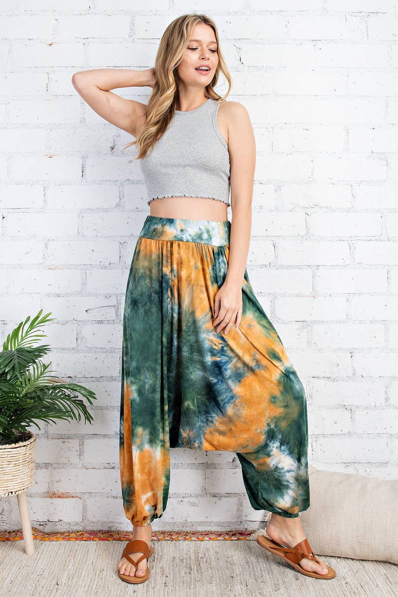 FSL Apparel - Wholesale Pants - Women's - SP6761 - TIE DYE PRINTED JERSEY CINCHED HAREM PANTS11