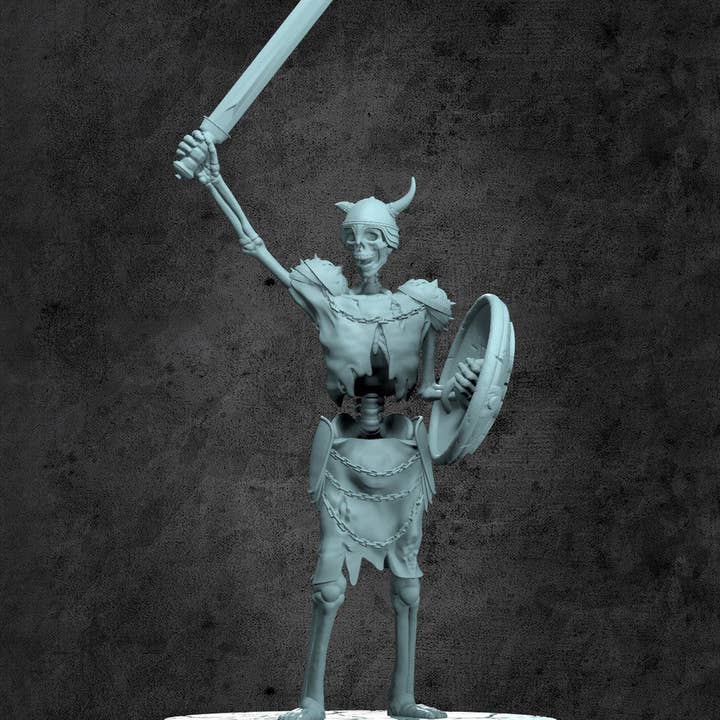 Skeleton Swordsman Miniature for Tabletop RPGs for wholesale by Kraken Dice