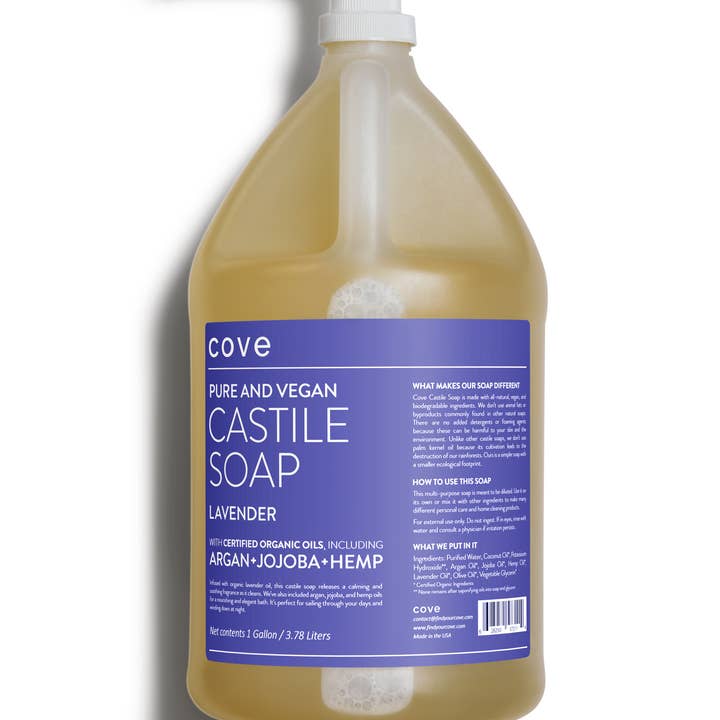 Cove - Wholesale Body Wash/Shower Gel - Cove Castile Soap 1 Gal. | Organic Argan, Jojoba, Hemp Seed