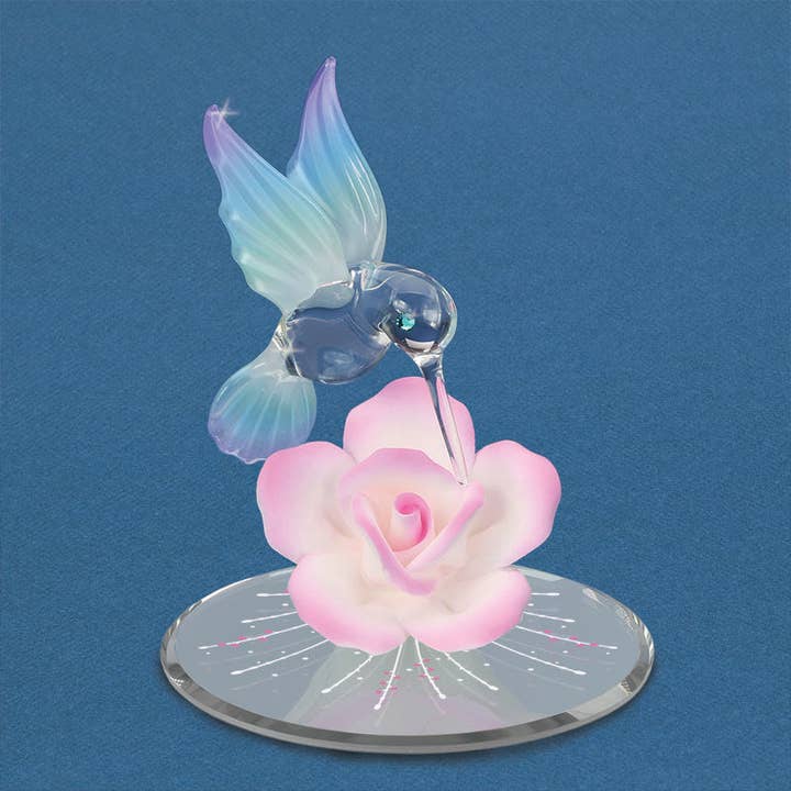 P4 350-P: Hummingbird, Pink Rose for wholesale by Glass Baron