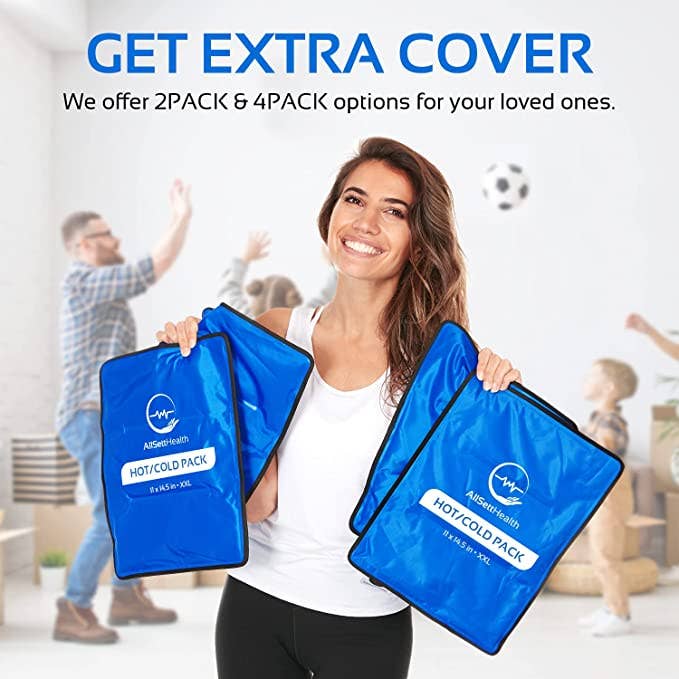 AllSett Health - Wholesale Hot/Cold Compress - 2 Pack XXL Reusable Hot and Cold Gel Ice Packs for Injuries