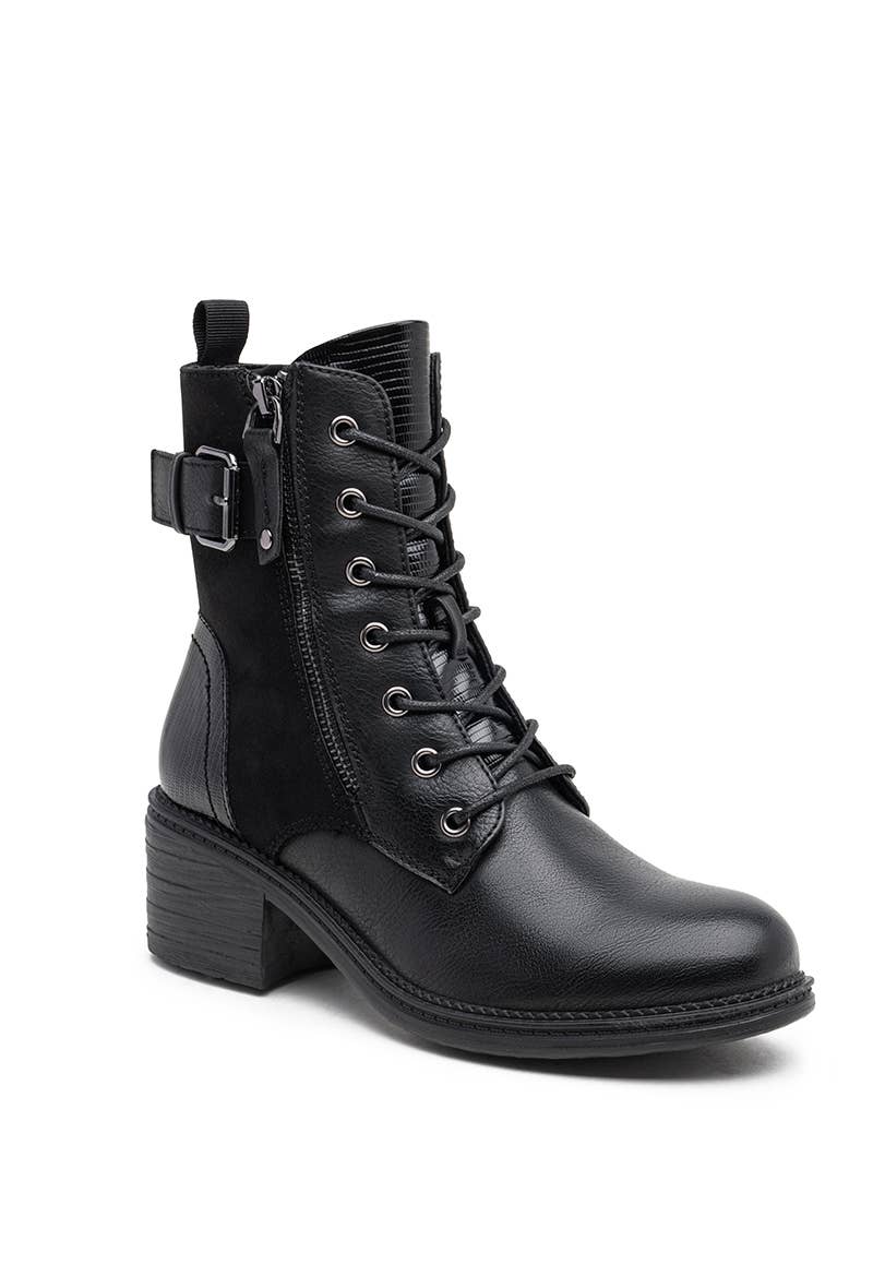 LADY GLORY – wholesale Militärkängor – Dam – Damstövlar med snörning och spänne vid ankeln – tidlös och urban komfort10