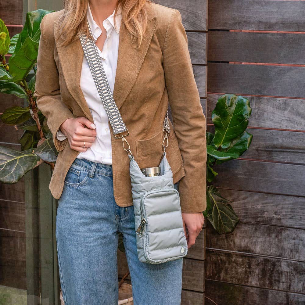 WanderFull - Wholesale Crossbody Bag - Women's - Sky Gray HydroBag® Dark Gray Patterned Strap1