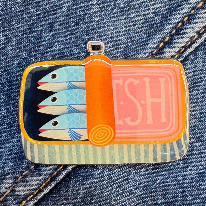 Sardine Enamel Pin for wholesale by Happy Little Paper Co