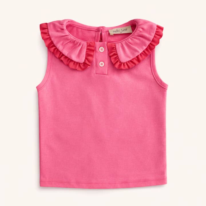 Débardeur de tennis plissé en rose/rouge pour la vente par Nella June