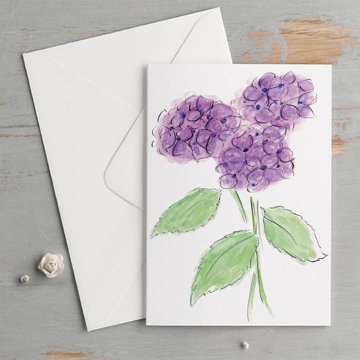 'Hydrangea' Summer Flower Card for wholesale by Gabrielle Solly Illustration