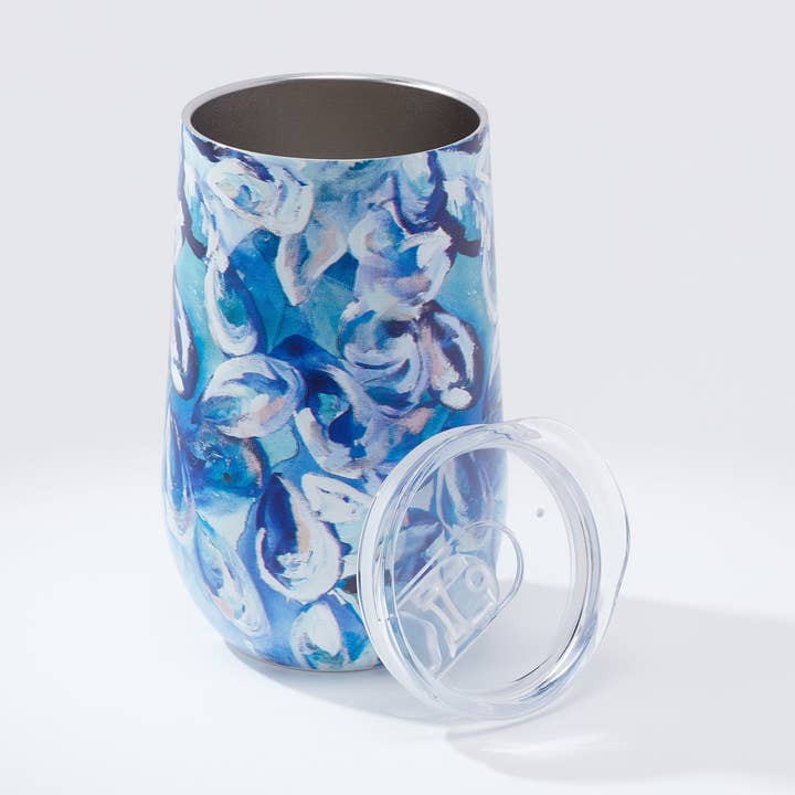 Kim Hovell Art - Wholesale Insulated Mug/Tumbler - 16oz Wine Tumbler - Azul Oysters0